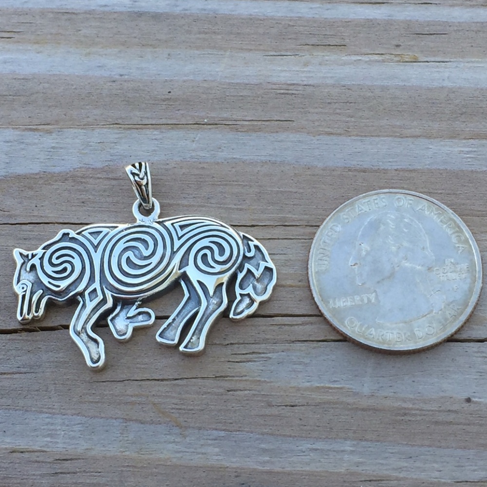 Celtic Norse Wolf Spiral Pendant solid .925 Sterling Silver Peter Stone - Picture 6 of 6